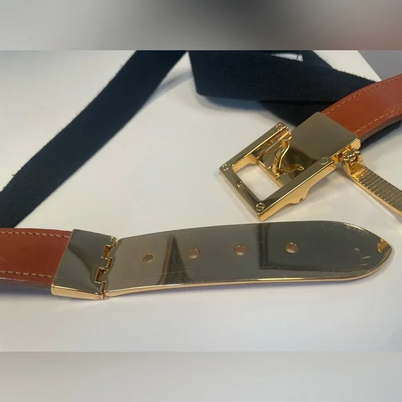 Tory Burch stretch blue belt gold buckle USA woman’s large - Picture 5 of 6